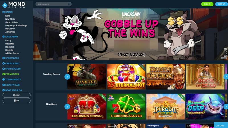 mond-casino lobby screenshot