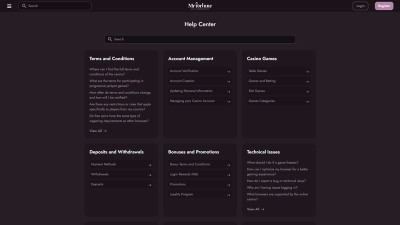 mrfortune support screenshot