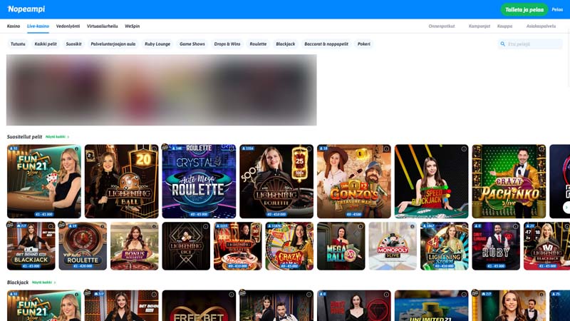 nopeampi-casino live screenshot