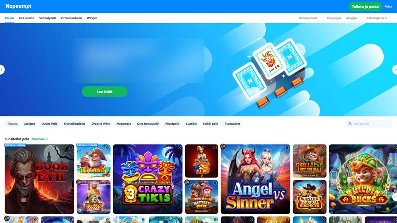 nopeampi-casino lobby screenshot