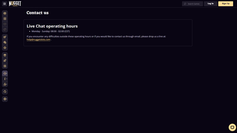 nuggetslots support screenshot