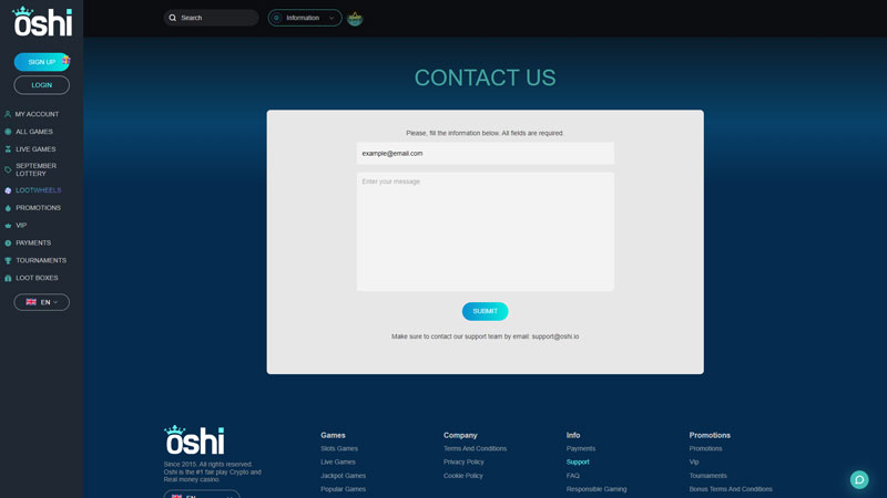 oshi support screenshot