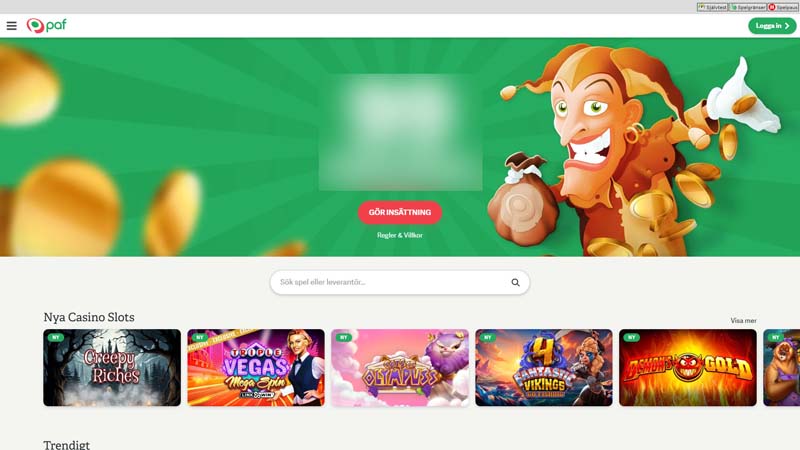 paf-casino lobby screenshot