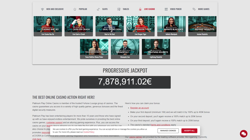 platinum-play-casino live screenshot