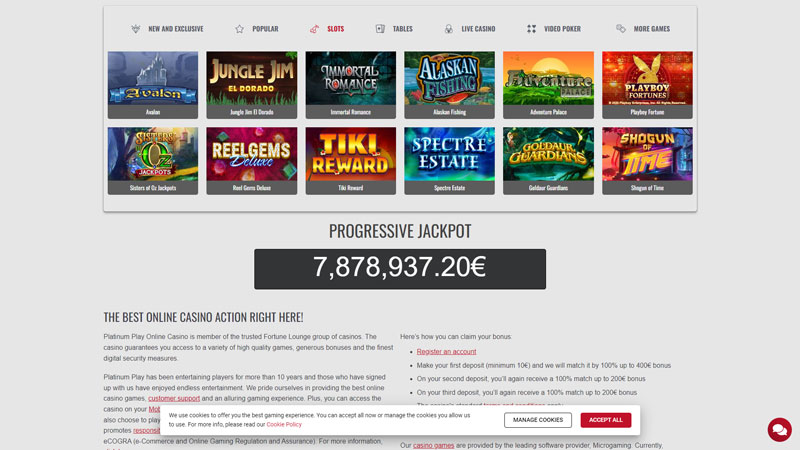 platinum-play-casino slots screenshot