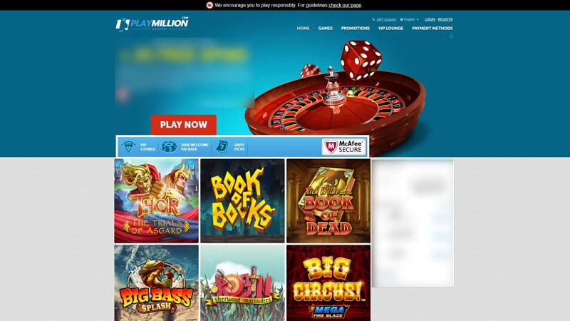 play-million-casino lobby screenshot