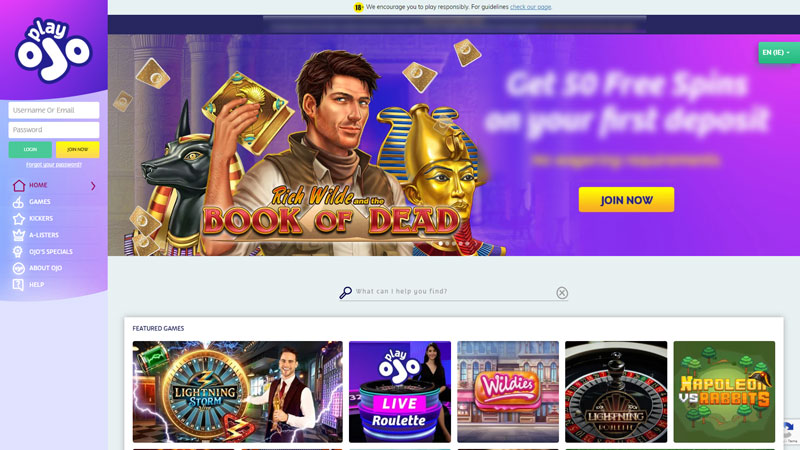 Thumbnail play-ojo-casino lobby