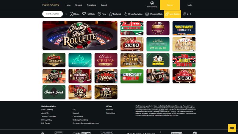 plush-casino live screenshot