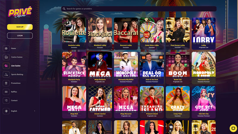 privecasino live screenshot