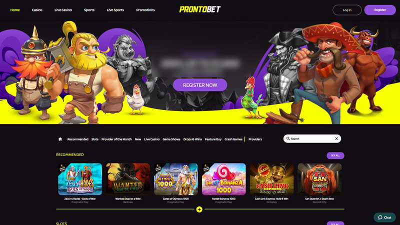 prontobet lobby screenshot