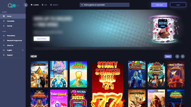 q88bets lobby screenshot