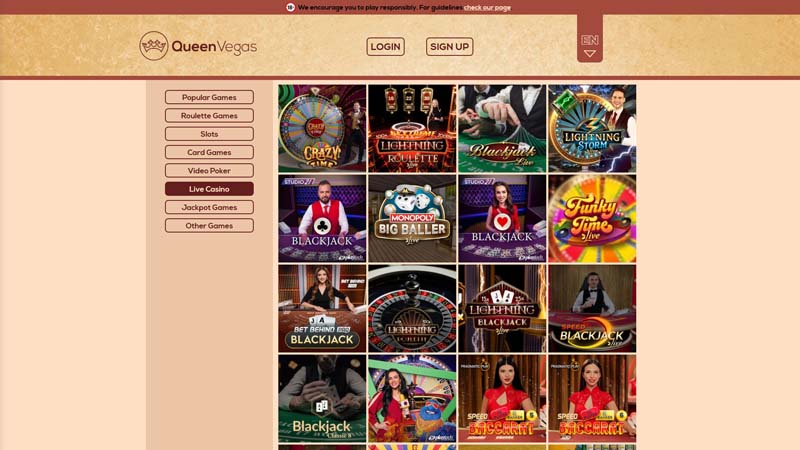 queen-vegas-casino live screenshot