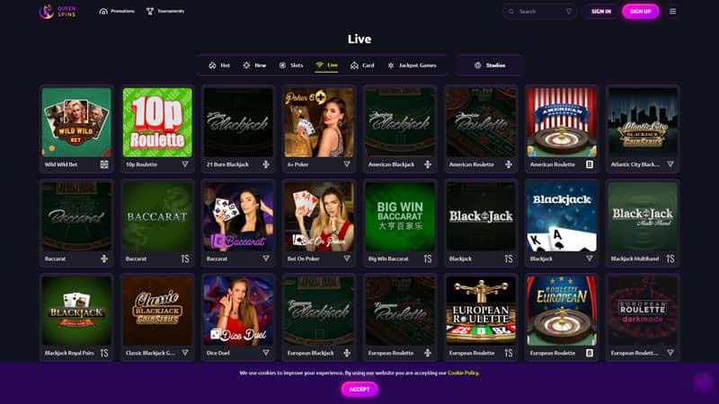 queenspins live screenshot