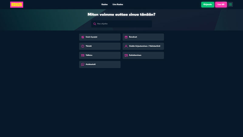 raketti support screenshot