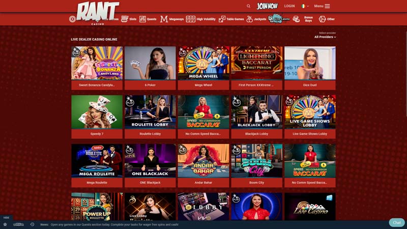 rant-casino live screenshot