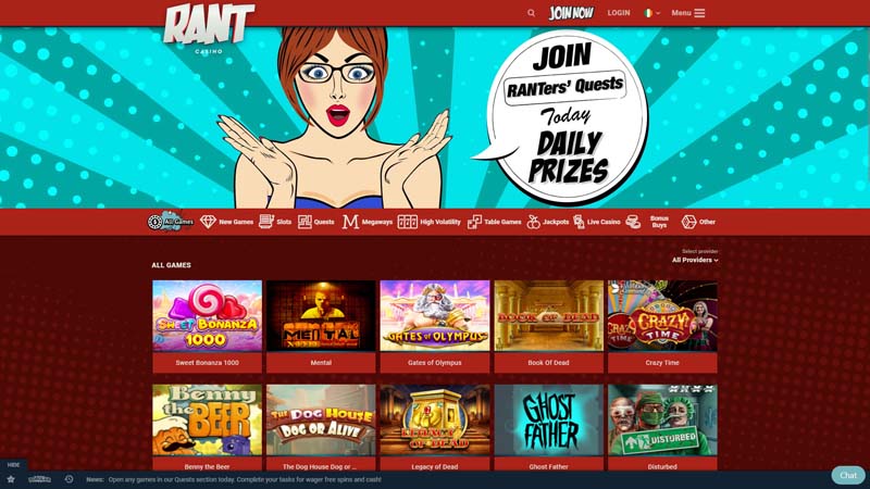 rant-casino lobby screenshot