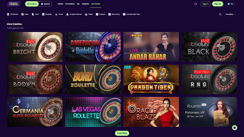 readycasino live screenshot
