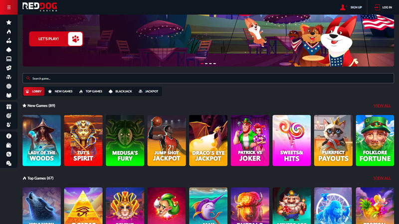 red-dog-casino lobby screenshot