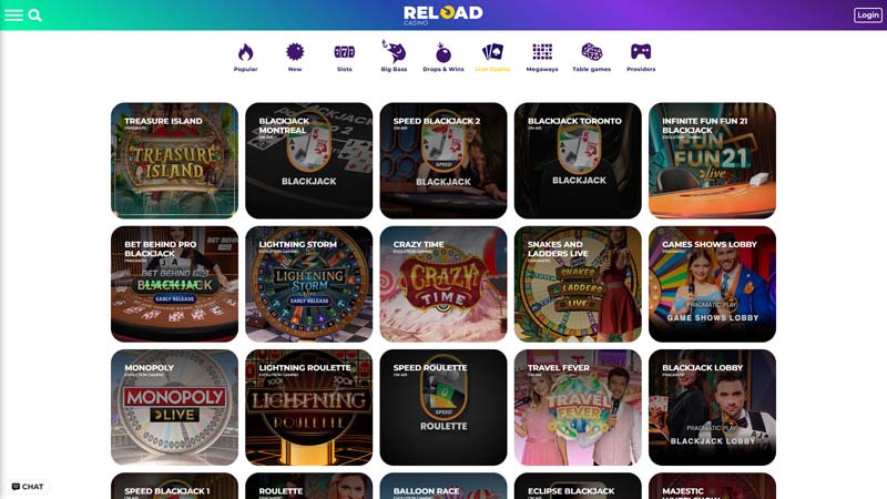 reload-casino live screenshot