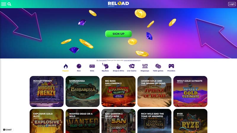 reload-casino lobby screenshot