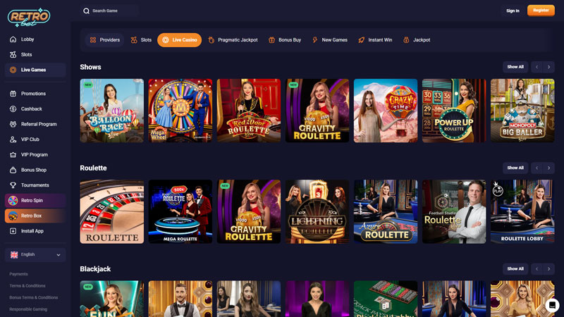 Thumbnail retro-bet live