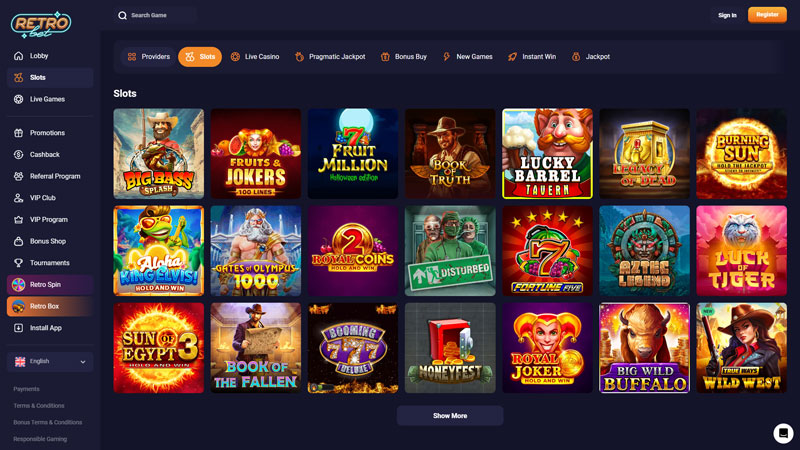 Thumbnail retro-bet slots