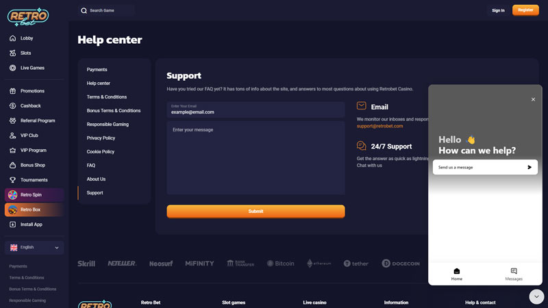 Thumbnail retro-bet support