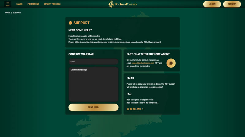 richard-casino support screenshot