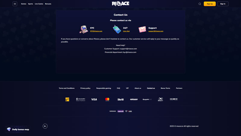 rioace support screenshot