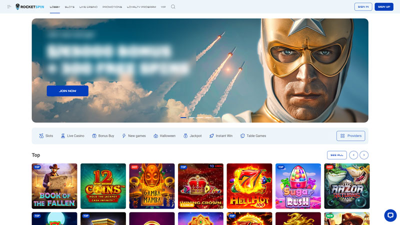 rocketspin lobby screenshot