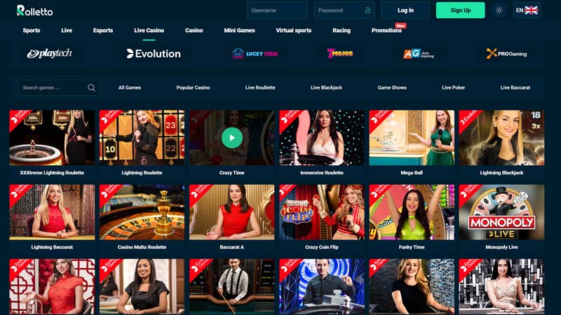 rolletto live screenshot