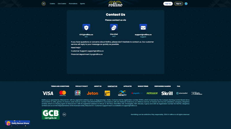 rollino support screenshot