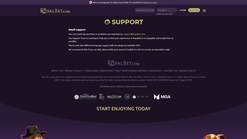 Thumbnail royalbet support