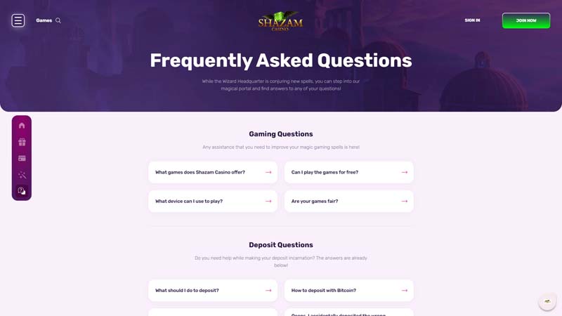 shazam support screenshot