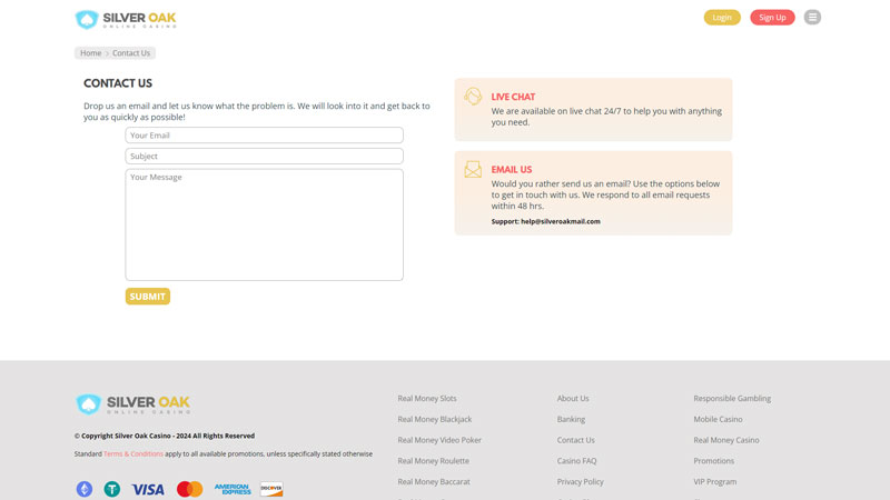 silver-oak support screenshot