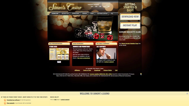 simons-casino lobby screenshot