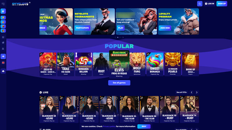 skyslots lobby screenshot