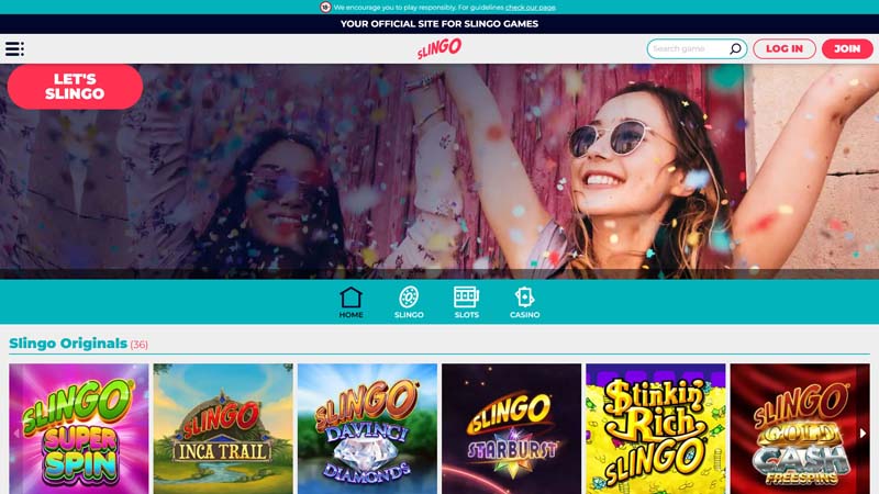 slingo-casino lobby screenshot