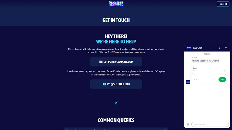 Thumbnail slotable support