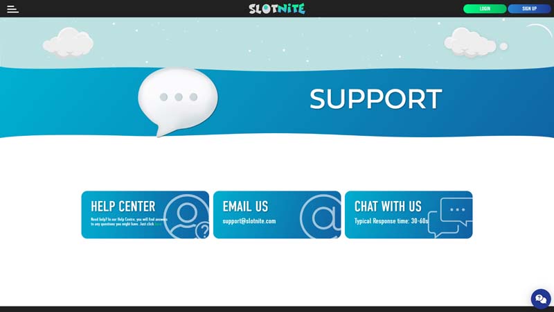 slotnite support screenshot