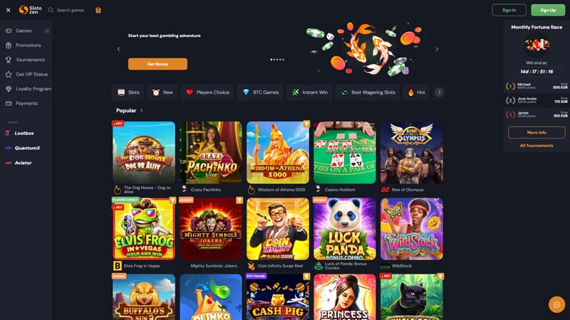 slotozen lobby screenshot