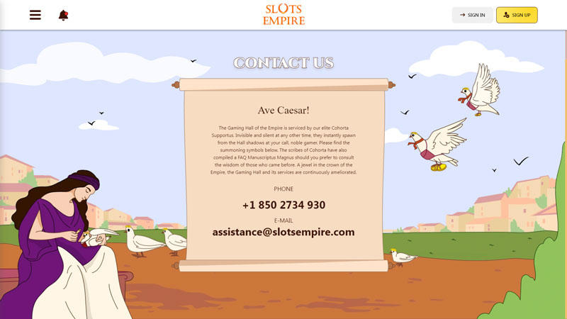 slots-empire support screenshot