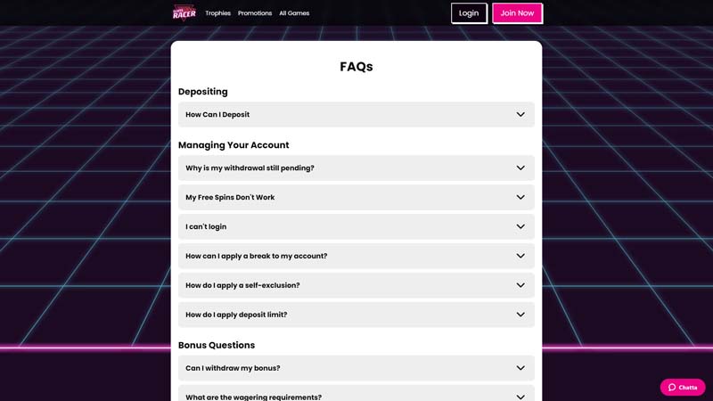 Thumbnail slots-racer support