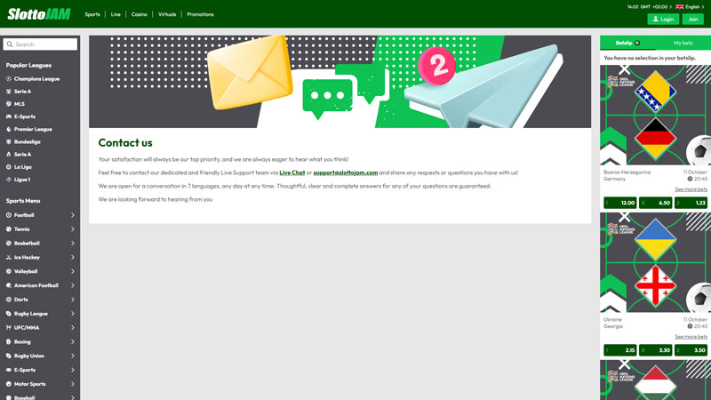 slottojam support screenshot