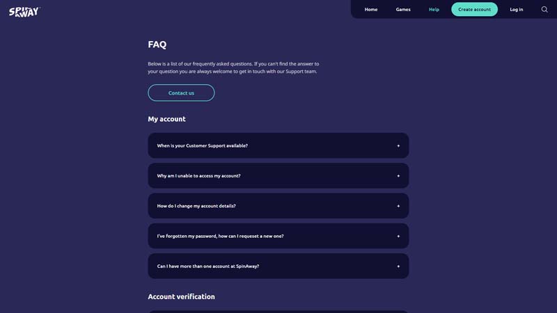 spin-away support screenshot