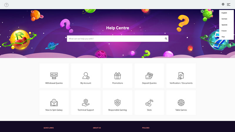 spin-galaxy support screenshot
