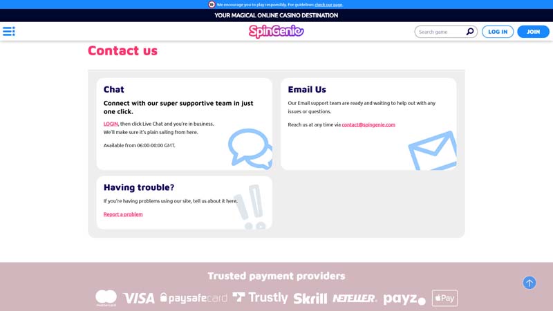 Thumbnail spin-genie-casino support