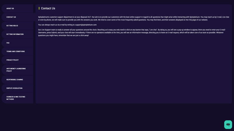 spin-platinum support screenshot