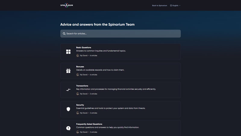 spinarium support screenshot