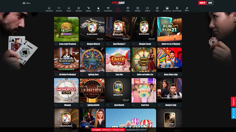 spinrider-casino live screenshot